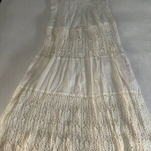 V Christina Boho Crochet Maxi Skirt in Cream, NWT, Sz S